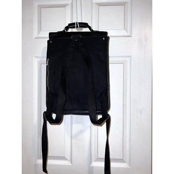 STATE Black Leather Canvas Backpack Bookbag